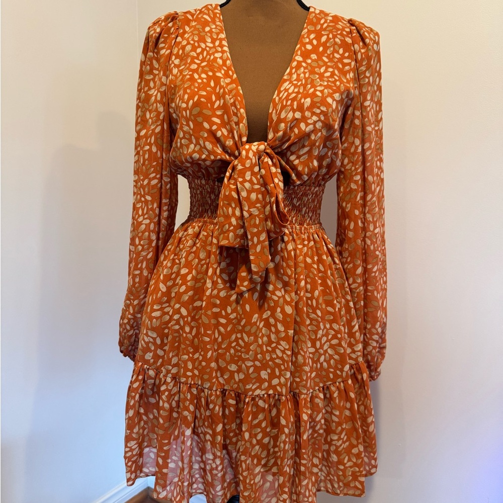 Orange Patterned Women's Dress